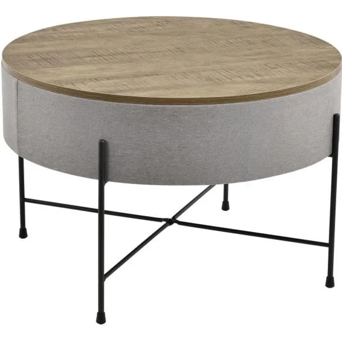 Table Basse avec Plateau Amovible Tauranga Effet Noyer Gris Noir 40 x 60 cm en.casa