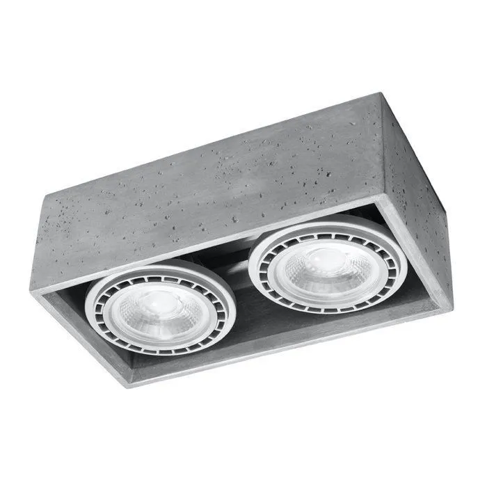 Plafonnier en Béton - QUATRON - Gris - IP20 - Max 10W LED - GU10/ES111 - Style Industriel