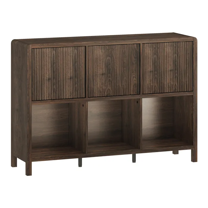 Commode Lukkodso 77 x 110 x 30 cm effet noyer en.casa