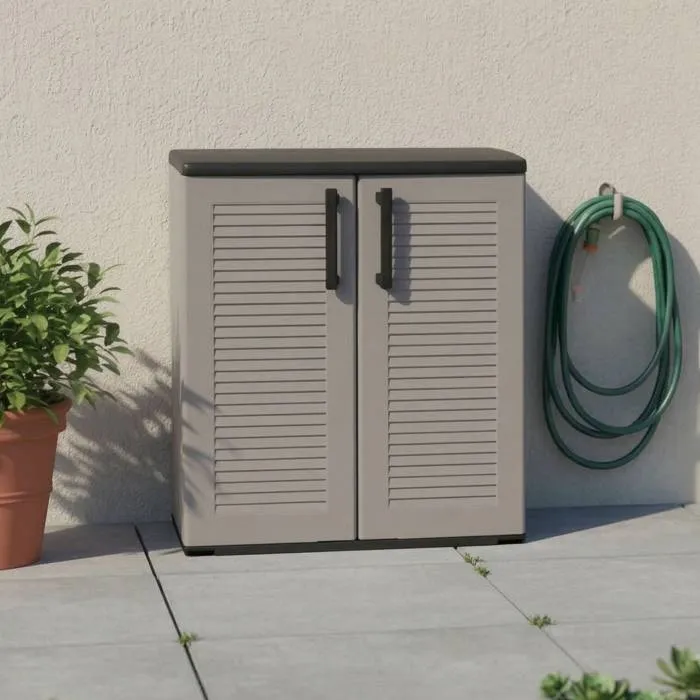 Armoire Extérieure,en Pvc,gris Noir,68x37h84 Cm