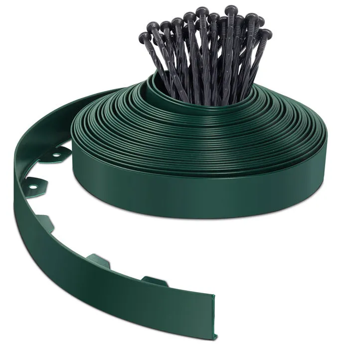 Vounot Bordure De Jardin Pvc Flexible 20m Avec Piquets Vert