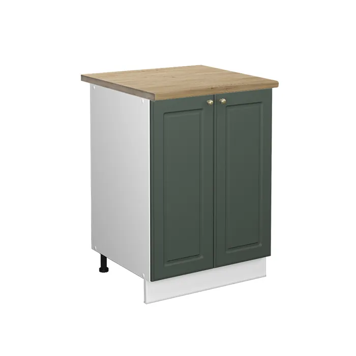 Vicco Meuble bas de cuisine Vert Or Campagne/Blanc 60cm plan de travail Chêne doré
