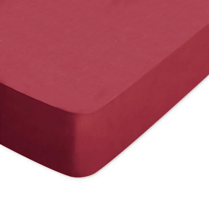 Drap Housse Uni 80x190 Cm Bonnet 40 Cm Coton Alto Rouge Garance