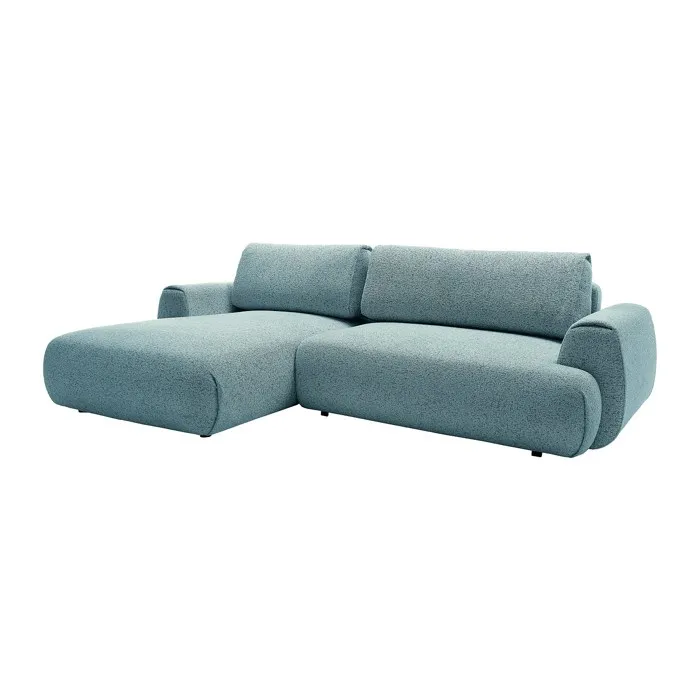 Canapé d'angle gauche convertible en tissu chiné bleu MONELIA