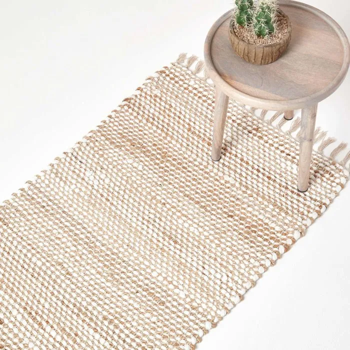 Tapis Chindi En Chanvre À Motif Chevron Gris Et Naturel Horizon 66x200cm - Homescapes