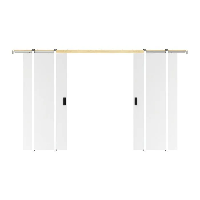 Porte coulissante double avec système à galandage - 2 x H205 x L73 cm - MDF + PVC Blanc - VARIN II