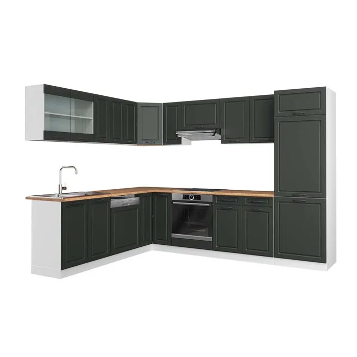 Vicco Cuisine en angle Anthracite campagne/Blanc 287 x 227 cm, PT Chêne
