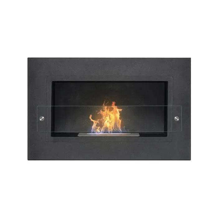 Cheminee bioethanol encastrable Frankystar Adriano 64x40 cm noir acier inox