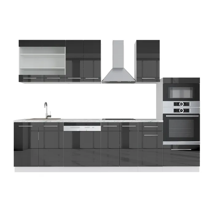 Cuisine Fame-line 300cm Avec Armoire Haute, Sans Pt Vicco