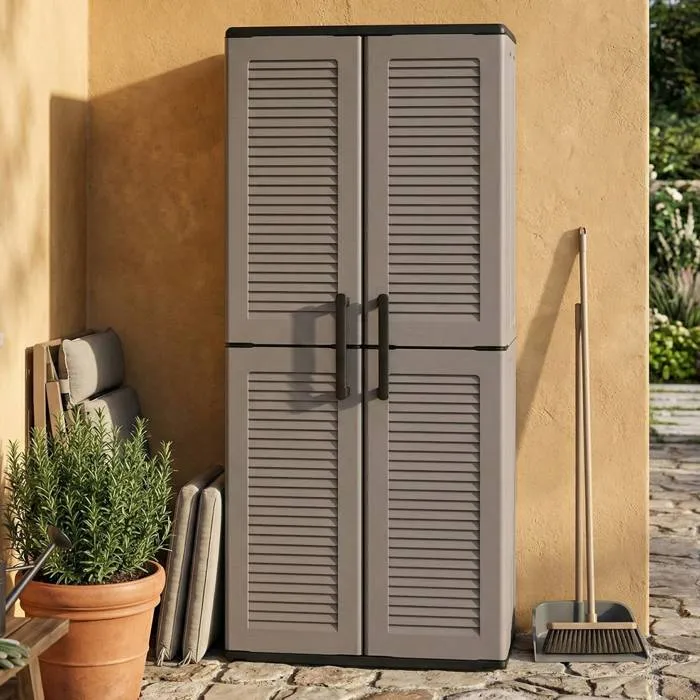 Armoire Extérieure,en Pvc,gris Noir,68x37h163 Cm
