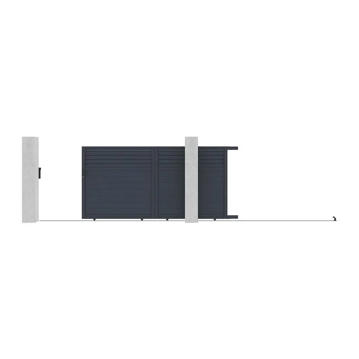 Portail coulissant aluminium persien L374 x H180 cm anthracite - VIAZO
