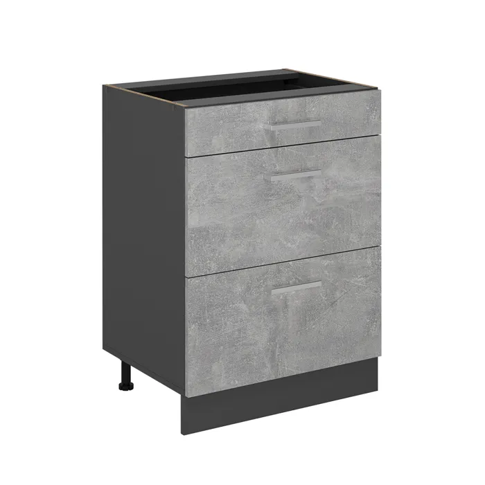 Vicco Meuble cuisine Béton 60cm avec tiroirs, sans PT