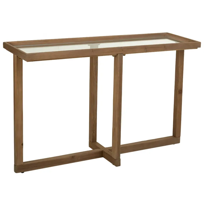 Meuble D'entrée Alexandra House Living Marron Fer Bois D'épicéa Verre Trempé 33 X 75 X 120 Cm