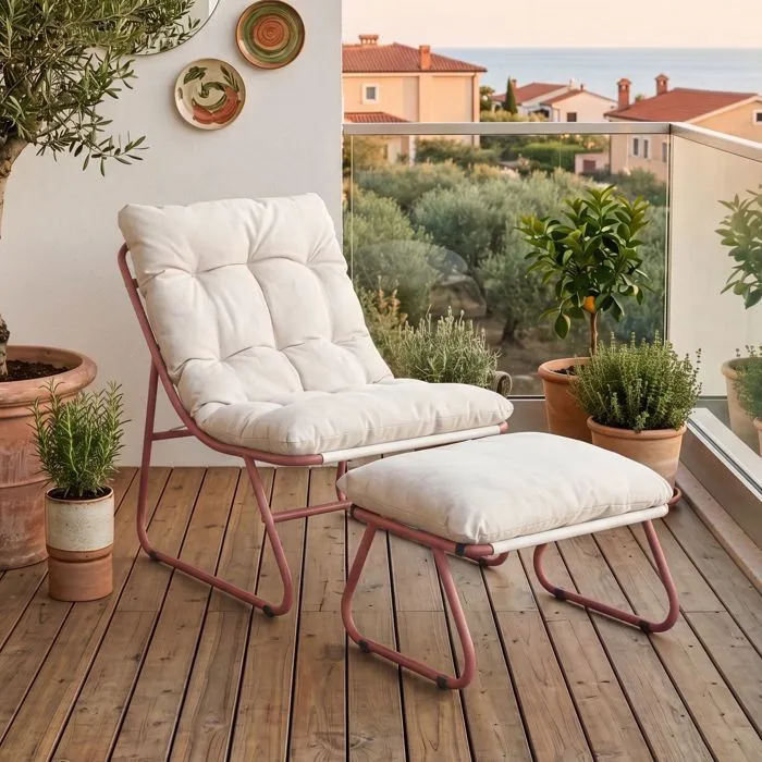 Salon de jardin Malmö 2 pièces terracotta beige casa.pro