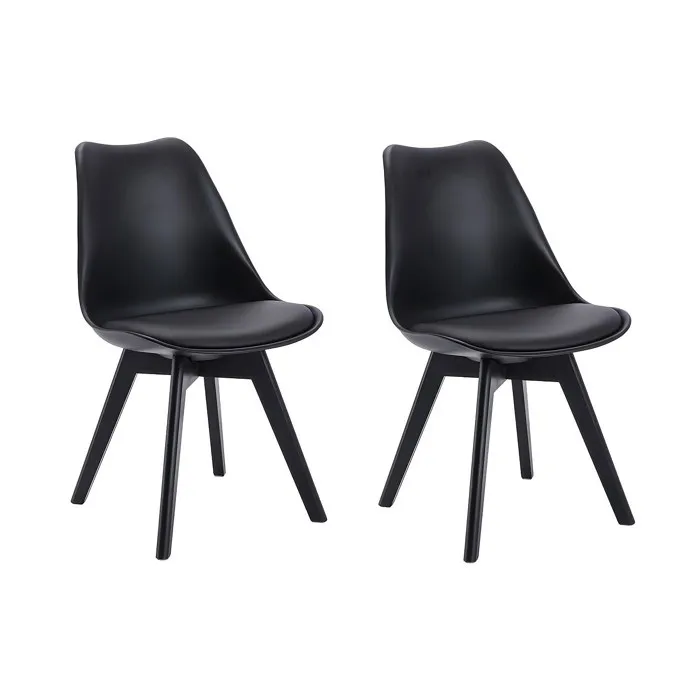 Lot De 2 Chaises Jody - Polypropylène Et Hêtre - Noir Et Pieds Noir