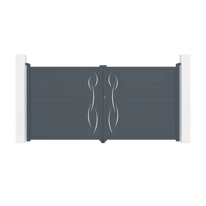 Portail battant 3,5m LIFE H.180cm + Portillon 1m LIFE H.180cm aluminium gris