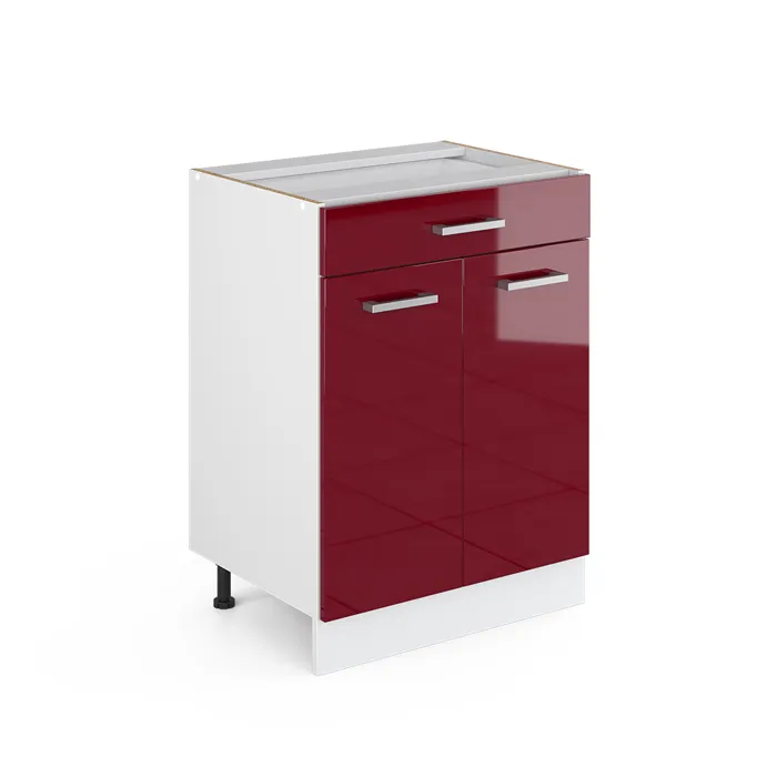 Vicco Meuble cuisine Rouge brillant 60cm avec tiroir, sans PT