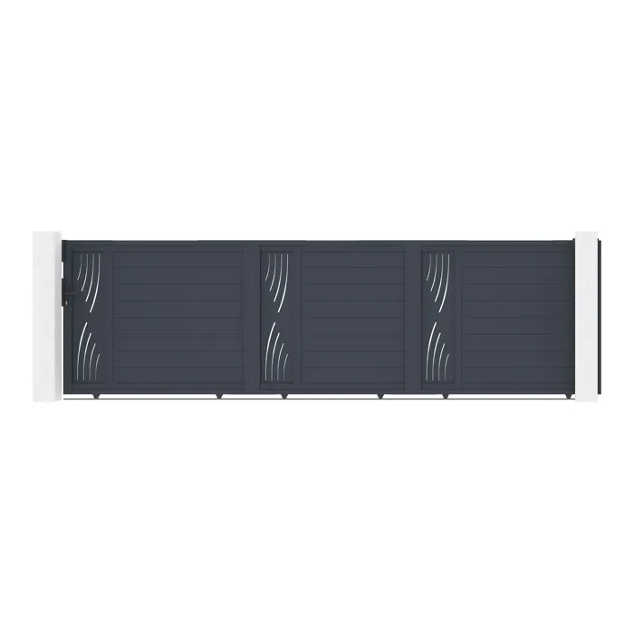Portail coulissant 5m VELETA H.140 aluminium gris