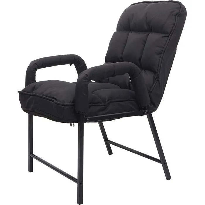 Chaise Fauteuil Lounge Rembourrée Dossier Inclinable 160 Kg Métal Réglable En Tissu/textile Noir Fal04053