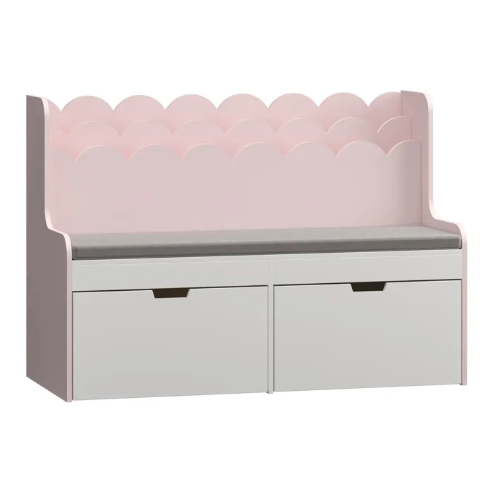 Bibliothèque enfant avec banc Vestnes 100 x 45 x 70 cm rose blanc en.casa