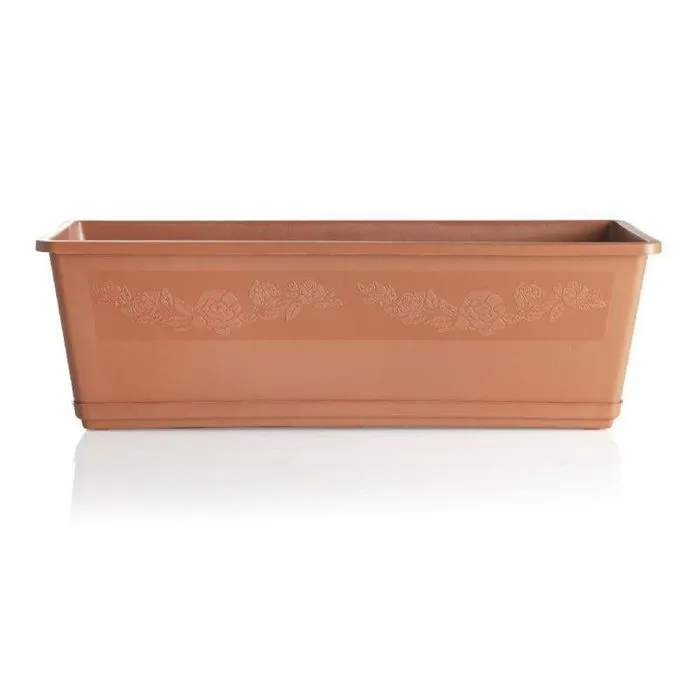 Jardinière Décorée Avec Soucoupe Balconella - Terracotta - L 60cm - 10,8l