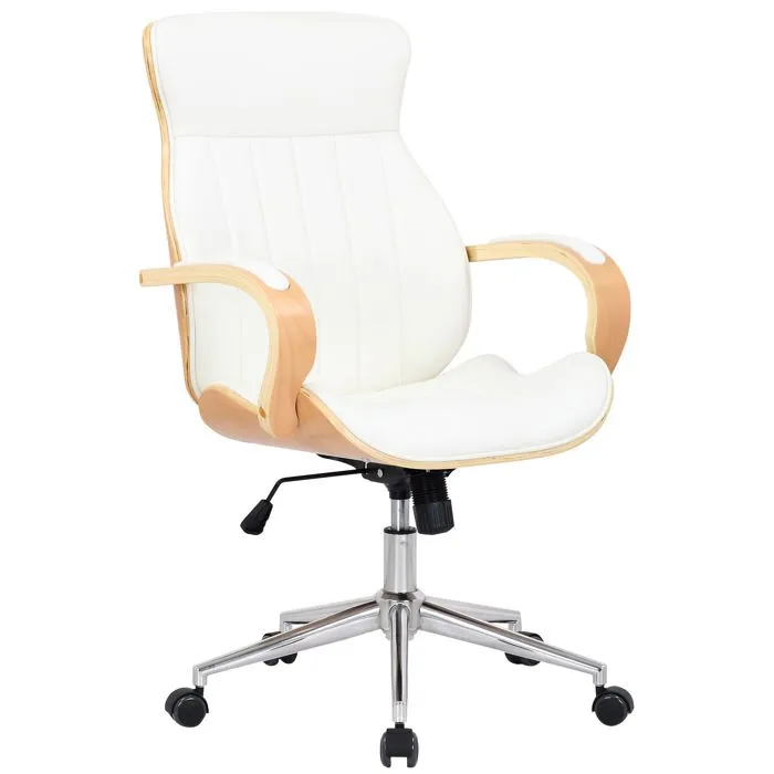 Decoshop26 Fauteuil de bureau pivotant - Blanc