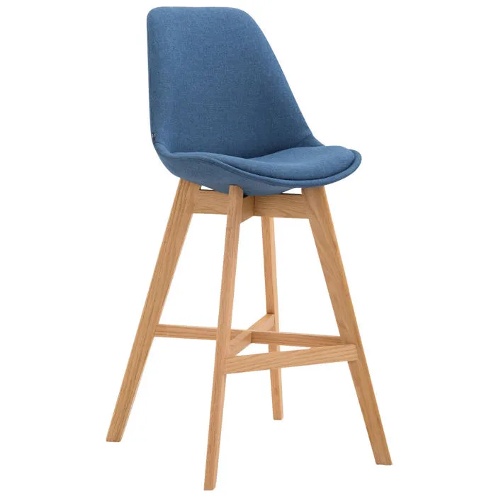 Tabouret De Bar Chaise Haute Design Scandinave Moderne En Tissu Bleu 10_0000929