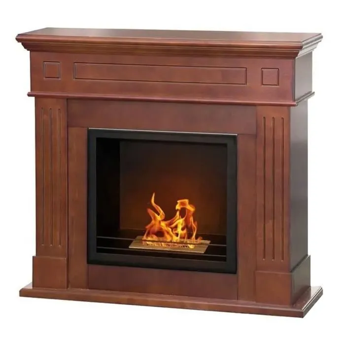 Cheminée bioéthanol sur pied Cambridge Frankystar bois 110x37x102 cm
