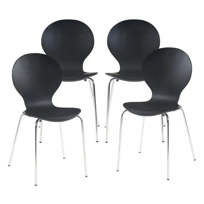 Lot de 4 chaises de salle à manger Etne noir en.casa