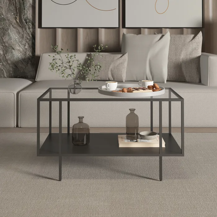 Table basse Nynna acier 90 x 50 x 50 cm noir en.casa