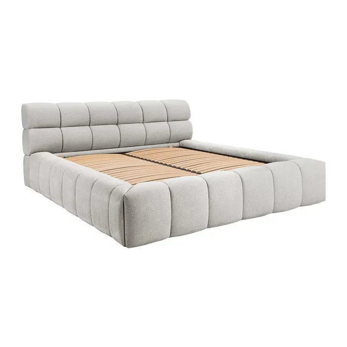 Lit coffre 160 x 200 cm - Tissu - Gris clair - FORVIK