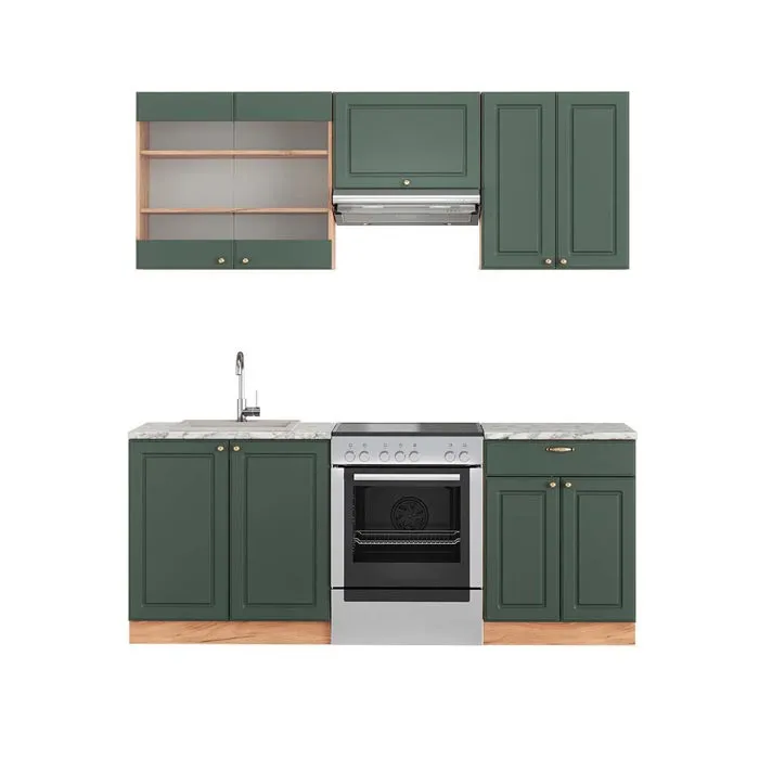 Vicco Cuisine Chêne vert et or/chêne doré 200cm, PT Marbre