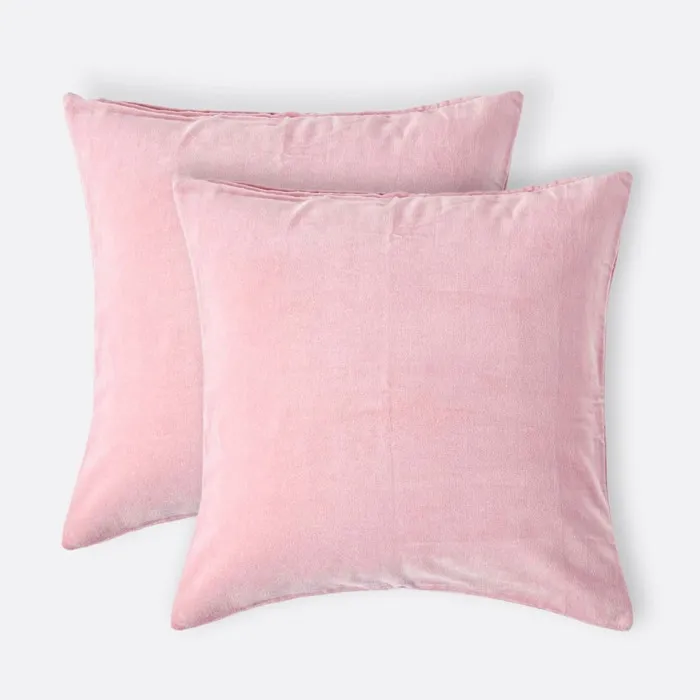 Lot de 2 housses de coussin en velours rose, 40 x 40 cm - HOMESCAPES