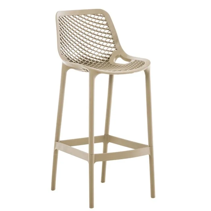 Tabouret De Bar Avec Repose-pieds Design Moderne Plastique Gris Intérieur Ou Extérieur 10_0000543