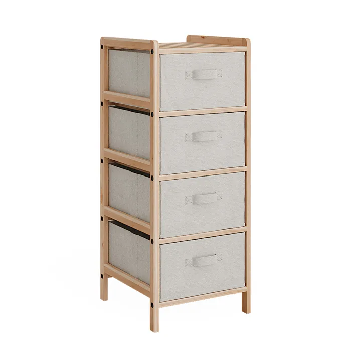 Vicco Armoire de salle de bain Beige 34.5x86cm avec 4 tiroirs en tissu