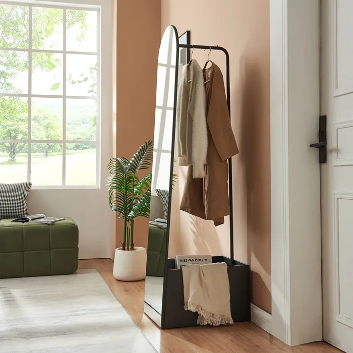 Miroir porte-manteau Kuonta 165 x 40 x 51 cm noir en.casa