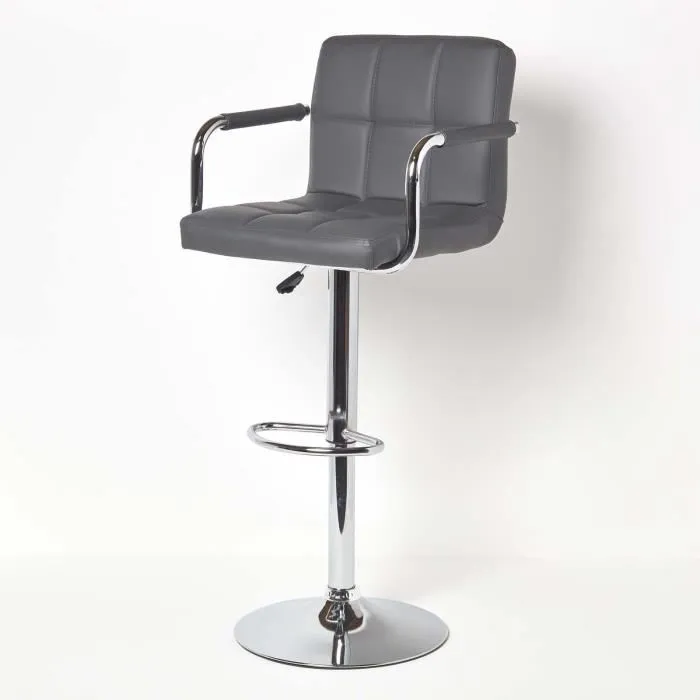 Tabouret De Bar "bramley" Gris Avec Accoudoirs - Homescapes