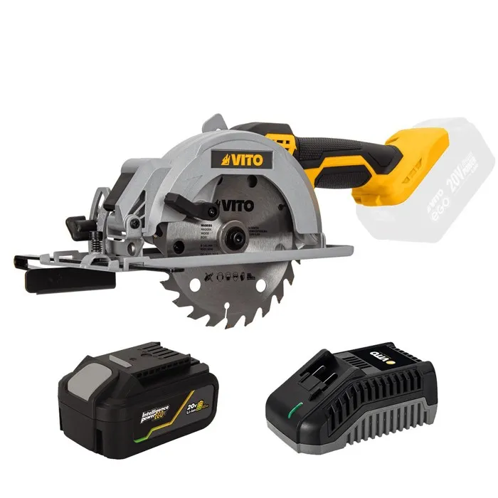 Scie Circulaire sans fil 20V Disque 140mm + Batterie lithium 4.0Ah + Chargeur 20V VITO