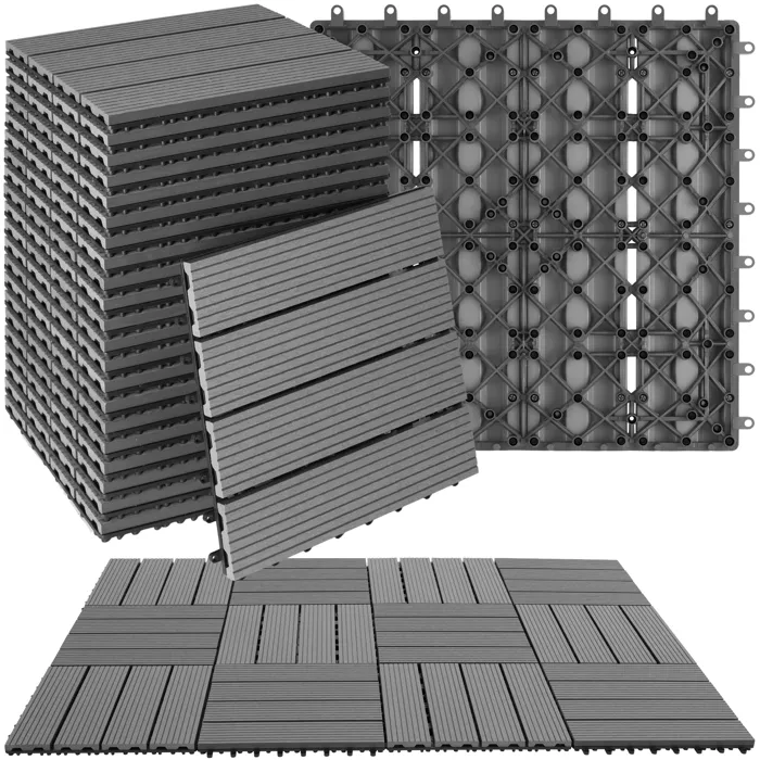 22 Pièces Dalles Terrasse, Wpc, Antidérapante, Gris 31x31x2,2cm