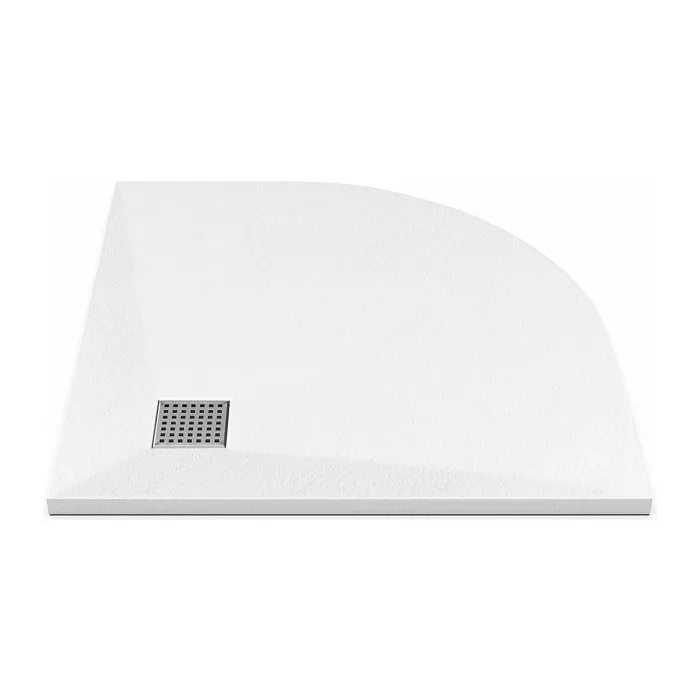 Receveur de douche extra plat à poser ou à encastrer recoupable en résine SMC en quart de cercle - Blanc - 80 x 80 cm - SYFORSA