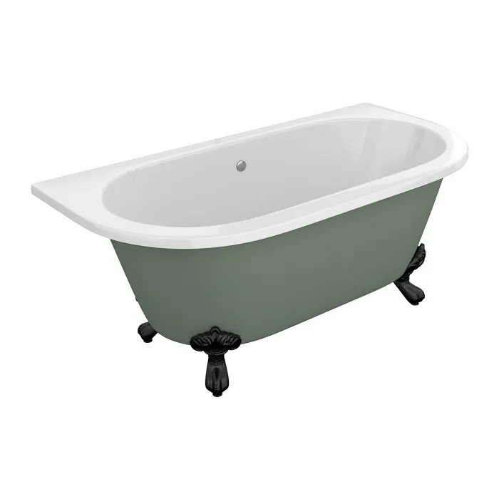 Baignoire semi îlot retro avec pieds d'aigle - 150 x 74 x 61 cm - Acrylique - Vert mat - 154 L - SPARUS