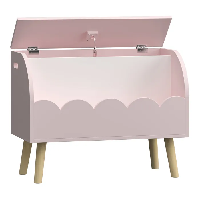 Coffre à jouets Vestnes 60 x 30 x 44 cm rose blanc en.casa