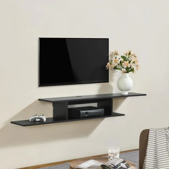 Etagère murale pour TV Stoevring 21 x 150 x 25 cm noir en.casa