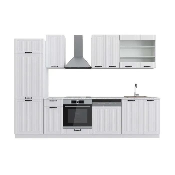 Vicco Cuisine Blanc campagne/blanc 300cm, PT Marbre