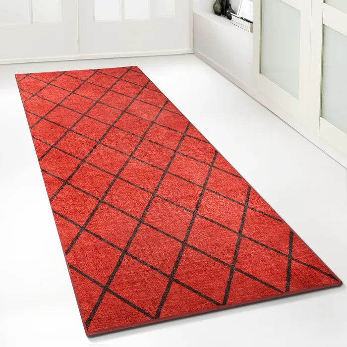 Tapis De Couloir Cosenza Rouge 80 X 150 Cm