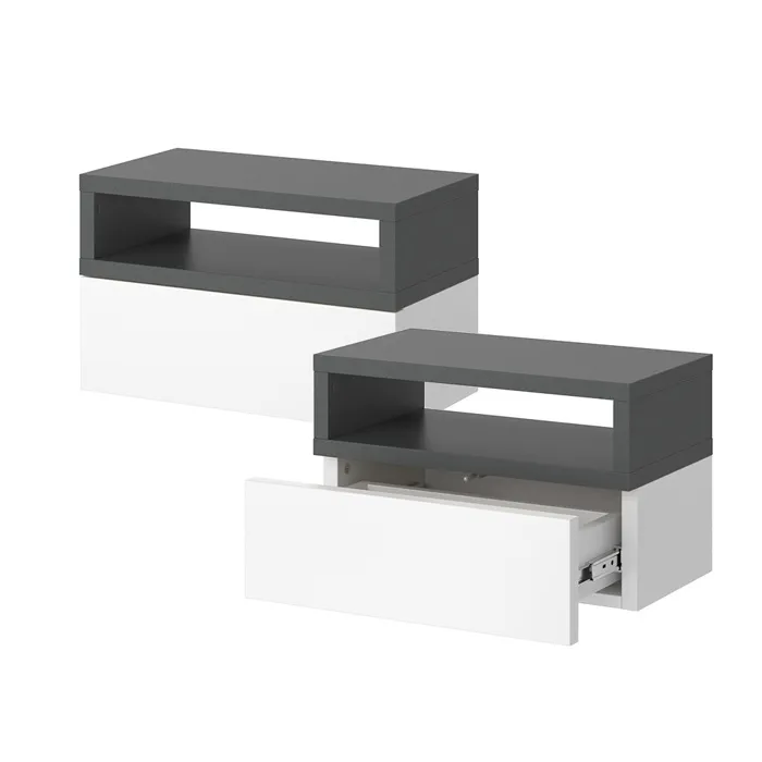 Vicco Table de chevet Anthracite 45x28cm Lot de 2