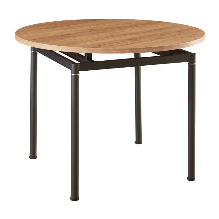 Table de salle à manger ronde Hemnes MDF acier 100 x 75 cm effet chêne noir en.casa