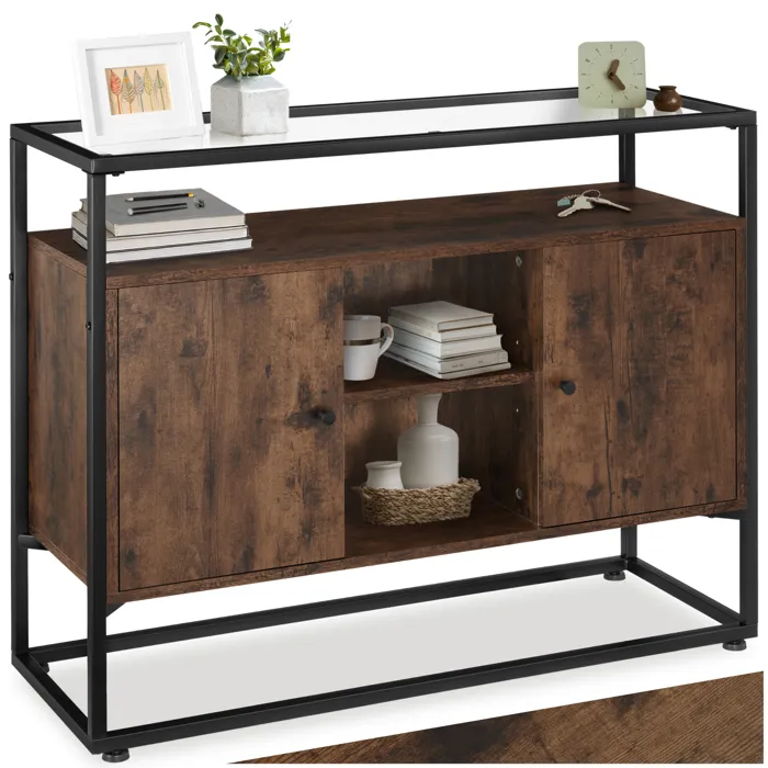 Buffet Style Industriel En Bois Et Acier Bois Foncé