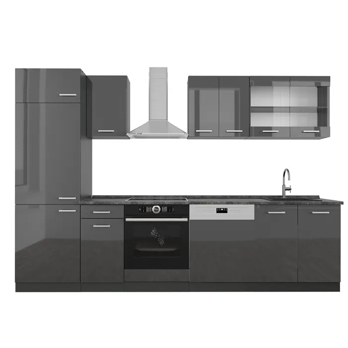 Vicco Cuisine Anthracite brillant/anthracite 300cm, PT Anthracite