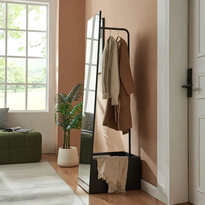 Miroir porte-manteau Saden 165 x 40 x 51 cm noir en.casa